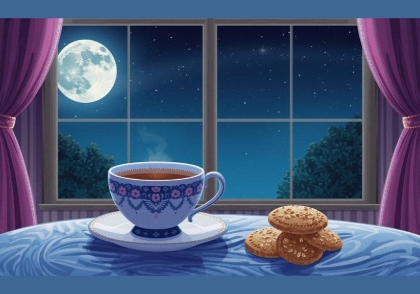 bedtime snack and herbal tea to help sleep