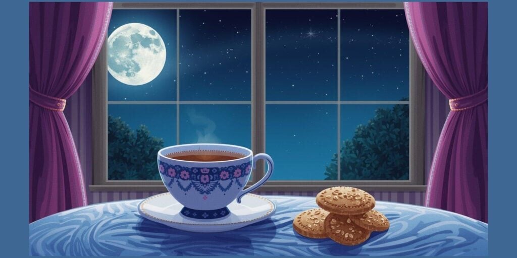 bedtime snack and herbal tea to help sleep