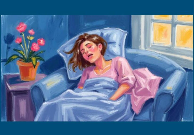 Person sleeping with mouth open showing mouth breathing during sleep