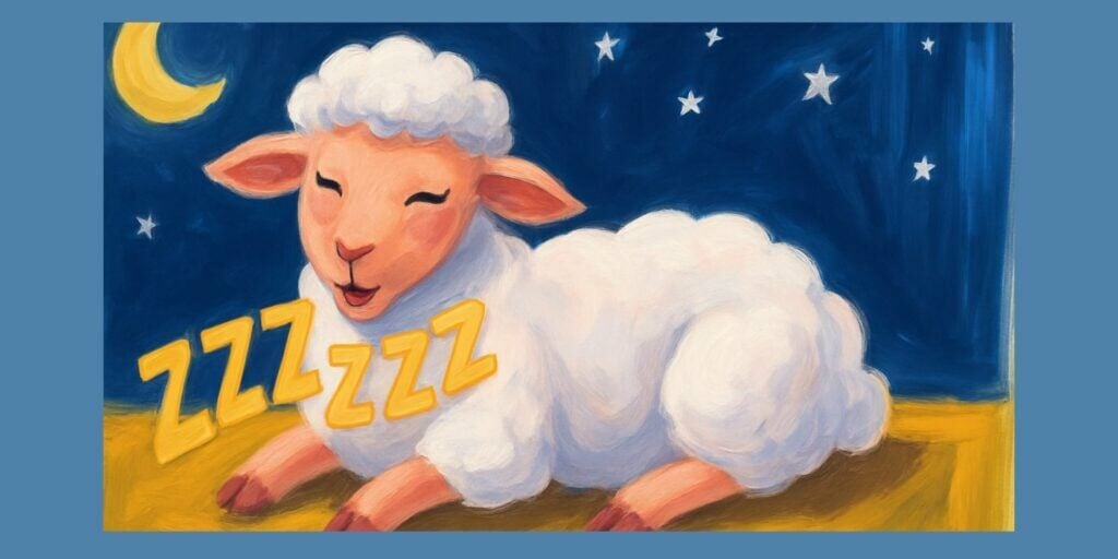 Alt text Illustration of a sheep snoring while asleep
